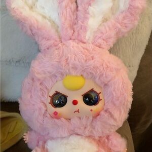“Baby Three” Fluffy Pink Bunny Plush Pendant